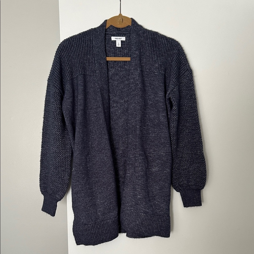 Nine West Heathered Blue Knit Cardigan
